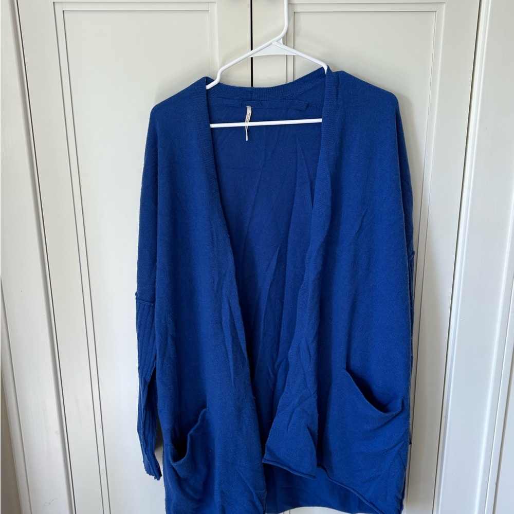 Free People Blue Cardigan Sweater Relaxed Knit
